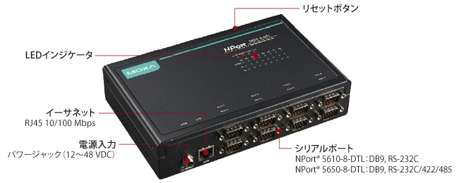 81172円 名作 MOXA NPort 5650-8-DT JP 8ポート RS-232C 422 485 デバイスサーバ デスクトップモデル DB9コネクタ