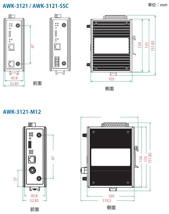 AWK-3121-EU - サイズ