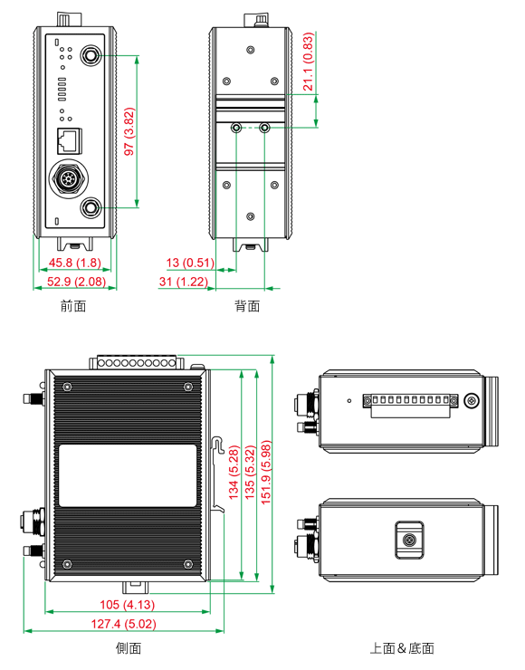 AWK-3131A-M12-RCC-US-CT - サイズ