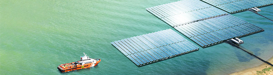 安定したフローティング太陽光発電プラント
