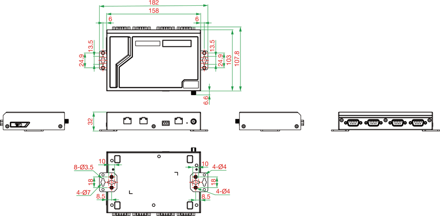NPort 6450-2TX-G2 - サイズ