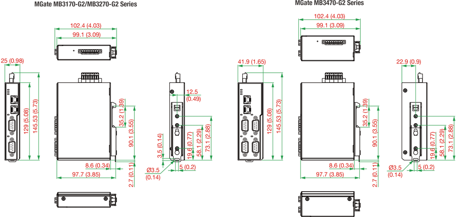 MGate MB3270I-TB-G2-T - サイズ