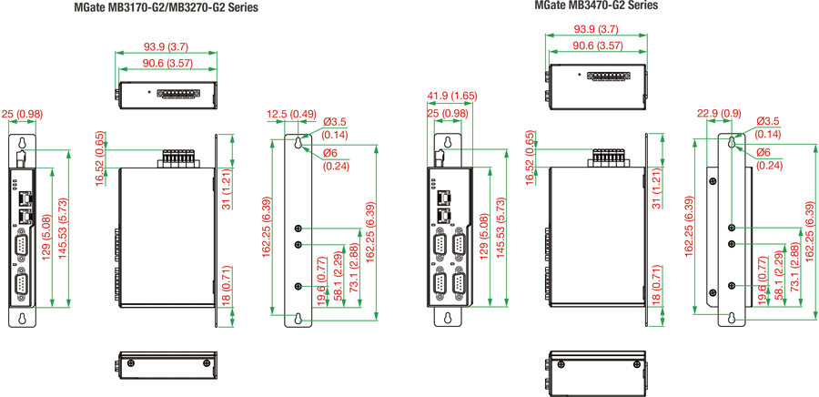 MGate MB3270I-TB-G2-T - サイズ