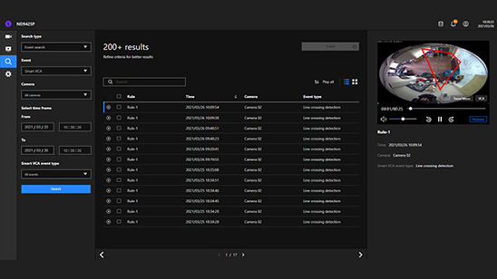 NV9326P - Smart VCAイベント検索