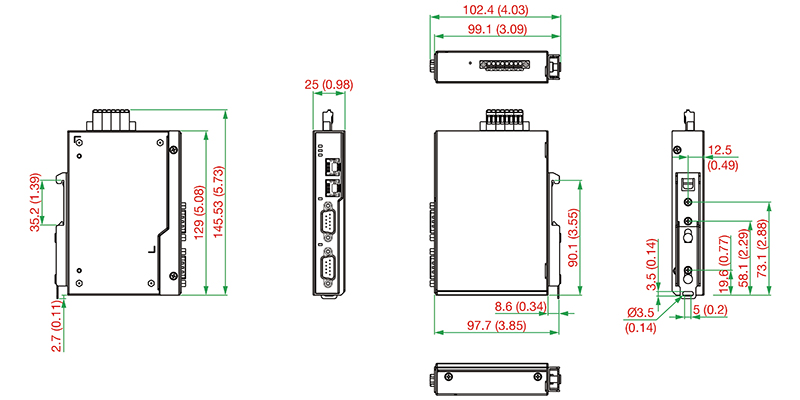 NPort IA5250-G2 Models - サイズ