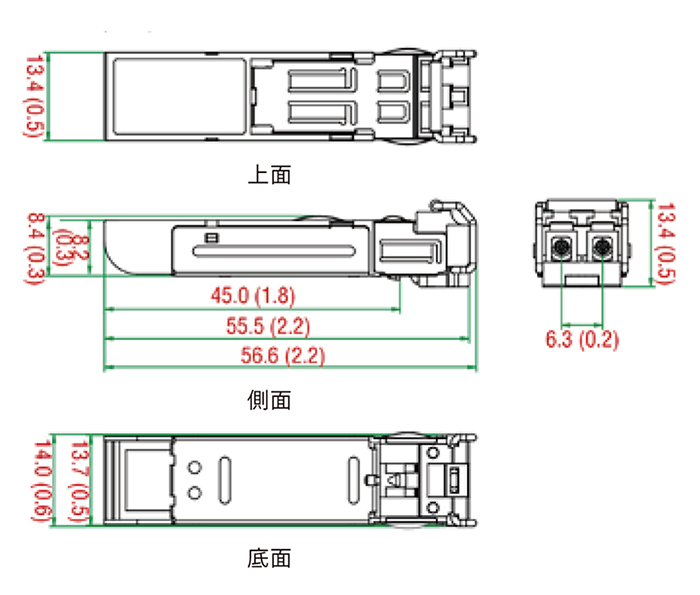 SFP-1Gシリーズ - サイズ