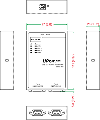 UPort 1250 - サイズ