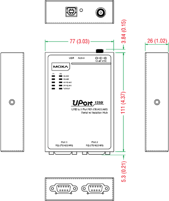 UPort 1250I - サイズ