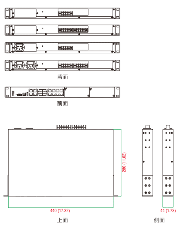 IKS-6728A-8PoE-4GTXSFP-48-48-T - サイズ